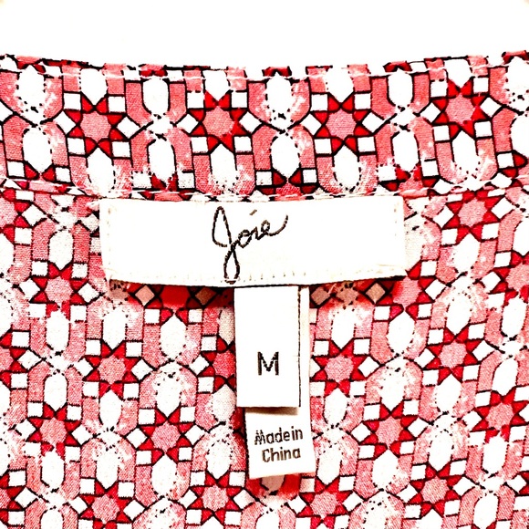 Joie Button Down Tank Top, Red/White Geo Print (Size Medium) *NWOT*BRAND NEW!🎁* - Picture 7 of 10